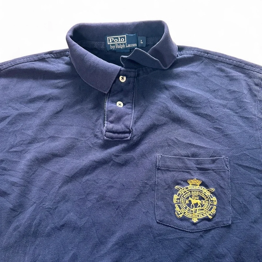 Vintage Polo Ralph Lauren Men’s‎ Navy Bleecker Long Sleeve Rugby Shirt Large